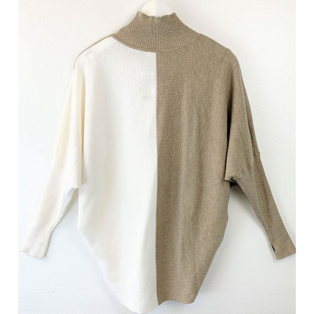 Nwt Elan Khaki Cross Front Color Block Sweater Si… - image 4